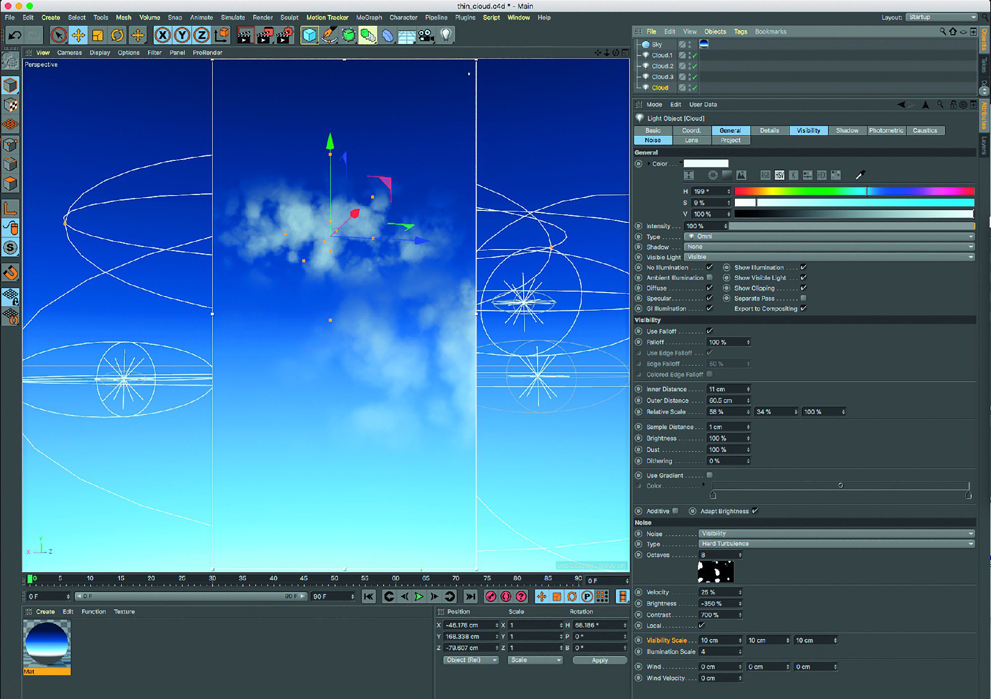 bild07 digital production Bild O7: Definierte Wolkenstrukturen lassen sich im Tab Noise mittels starker negativer Helligkeit (-35O %) und starkem positiven Kontrast (7OO%) herausarbeiten.