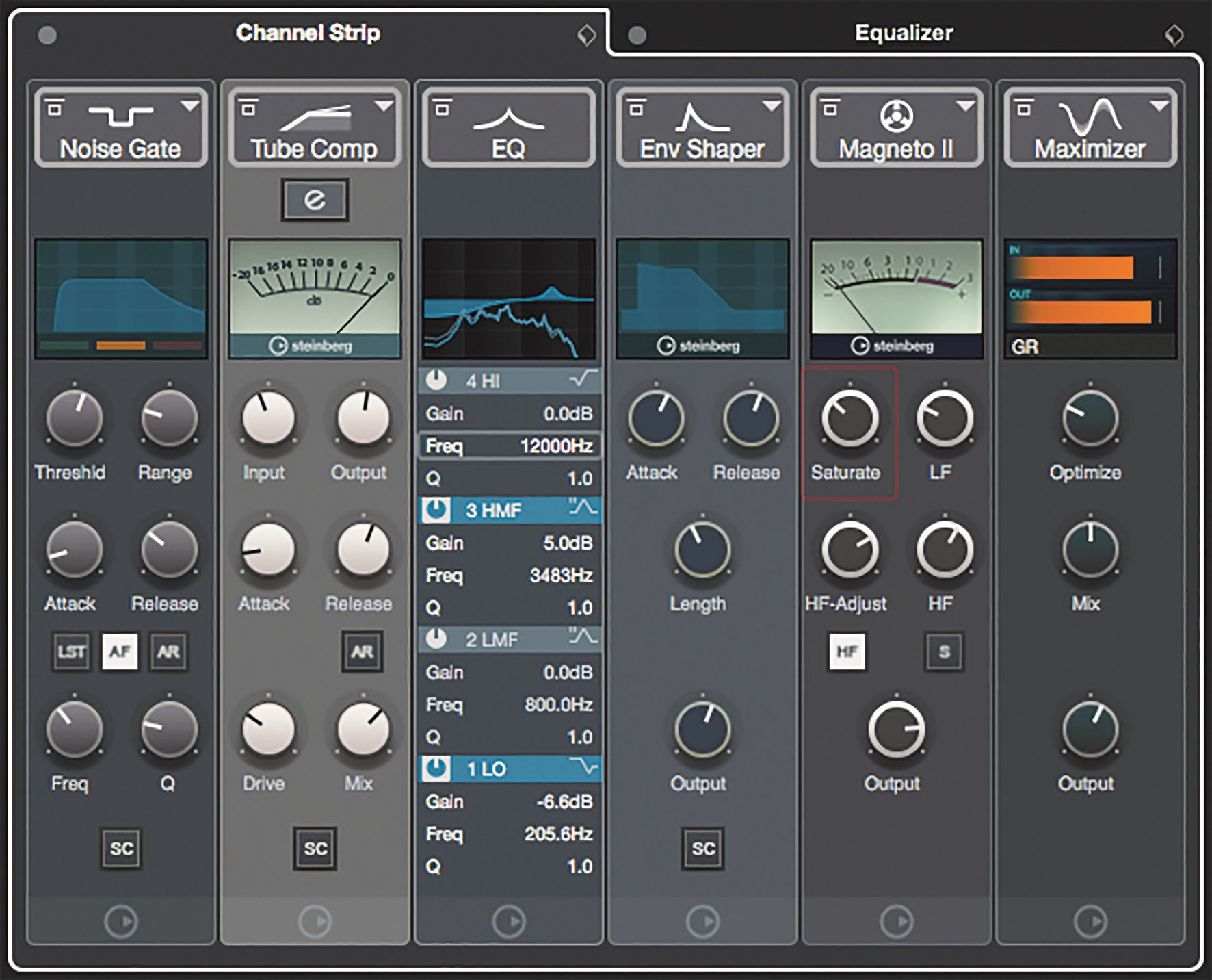 channelstrip1 digital production Die Module in Nuendos Channel Strip können einfach per Drag-anddrop in der Reihenfolge getauscht werden.